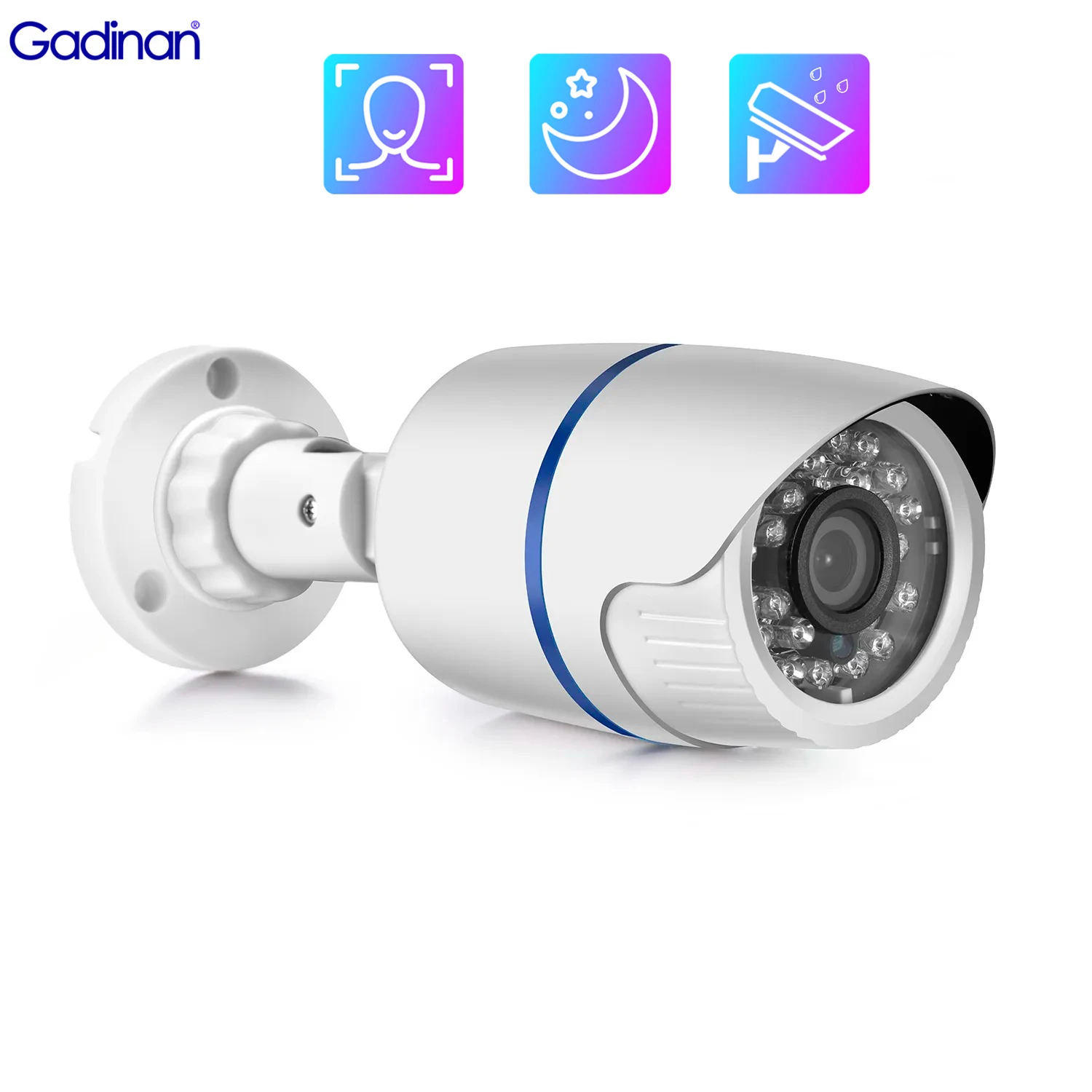 

Gadinan 4K 8MP POE IP Camera 5MP 4MP Wired Surveillance Outdoor Waterproof 24pcs IR LED Night Vision Face Detection Camera XMEye