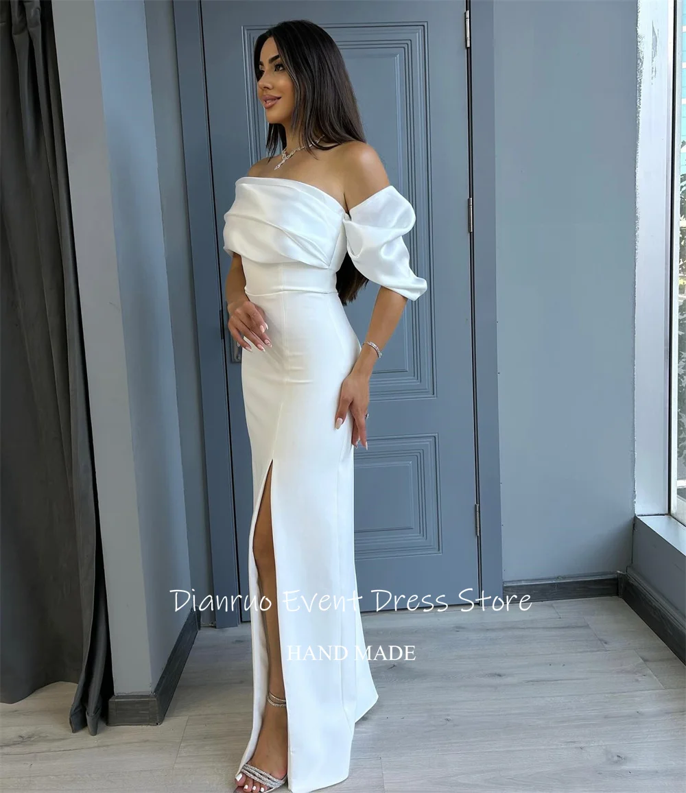 Dianruo свадебное платье русалки с боковым разрезом, асимметричное атласное платье с рюшами, Vestido De Noiva, модные облегающие вечерние платья по индивидуальному заказу