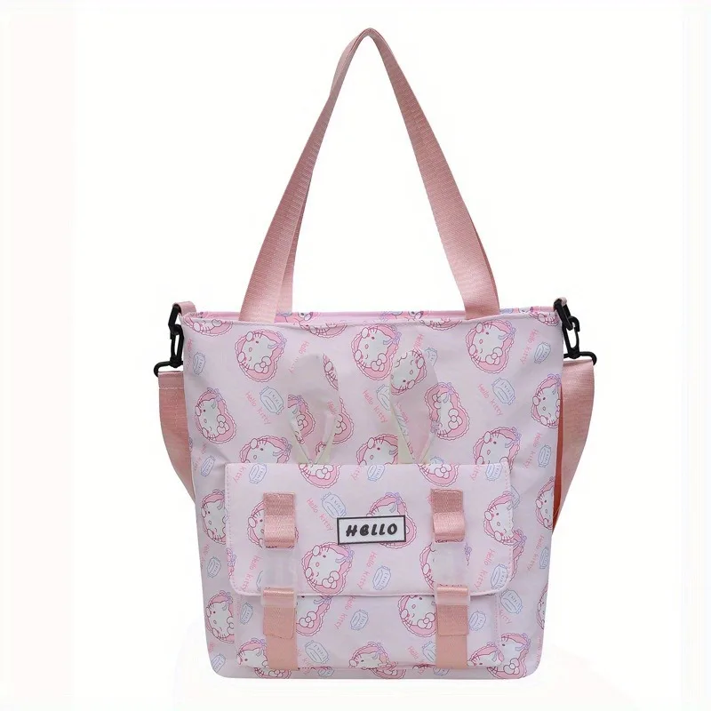 Kawaii Sanrio Kuromi Melody Cinnamoroll Dual-Use Canvas Bag, Cartoon Tote Shoulder Handbag, Cute Casual Accessory For Daily Use