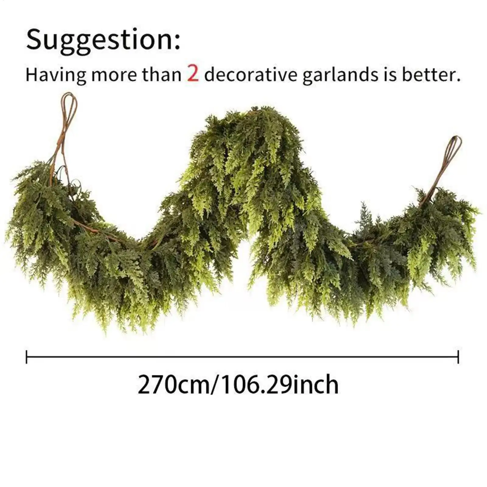 Christmas Garlands Artificial Green Pine Decoration Artificial Garland for Wreath Fireplace Tree Mantel Porch Indoor Stairs - view 6