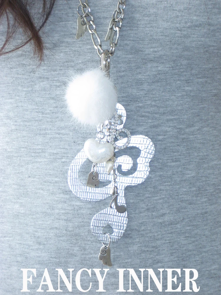 2025 New Necklace Angel Wings Musical Note Leather INS Y2K Chain Neck Accessories for Women Long Necklace Pendant Strap Jewelry