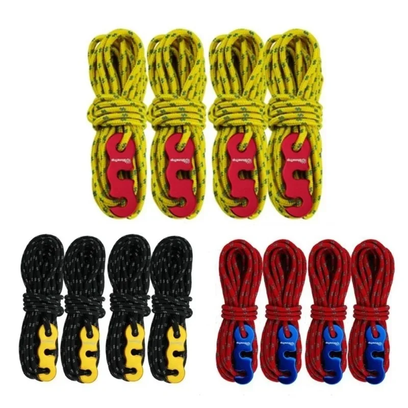 4pcs Tent Ropes, Reflective Ropes Canopy Ropes Reinforced Windproof Ropes with Buckles To Ensure Safety Camping Accessories