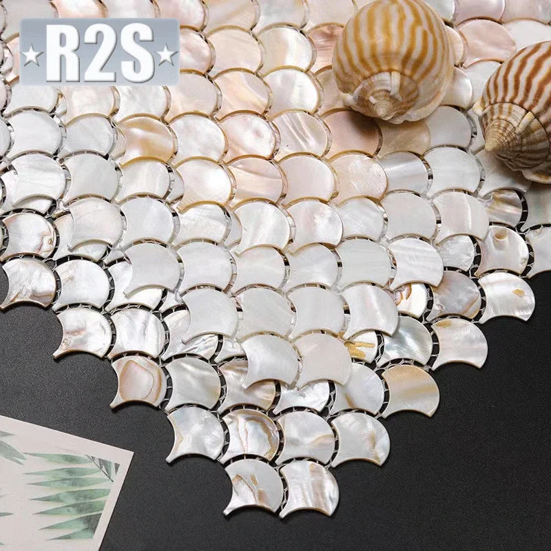 wholesale Shell Mosaic Tile Natural White Mother of Pearl Wall Backsplash Bathroom Tiles fish scale sheet kitchen