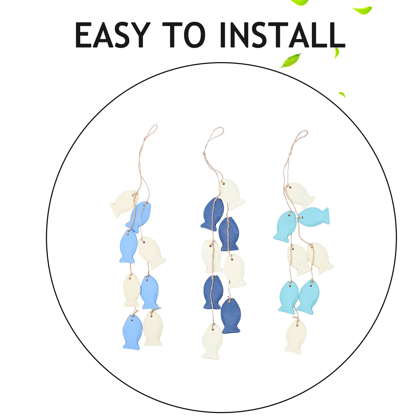 

3pcs Fish Shaped Wall Decor Hanging Ornaments Home Accessories Coastal Theme Room Decorations Wood Material Durability Stylish