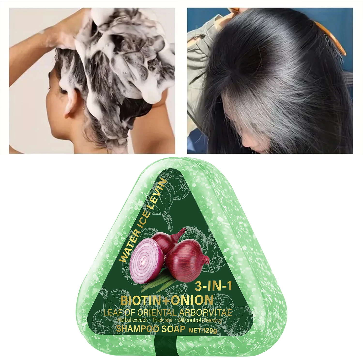 

3-In-1 Herbal Shampoo Soap Bar with Onion Extract - Hydrates & Moisturizes All Hair Types.