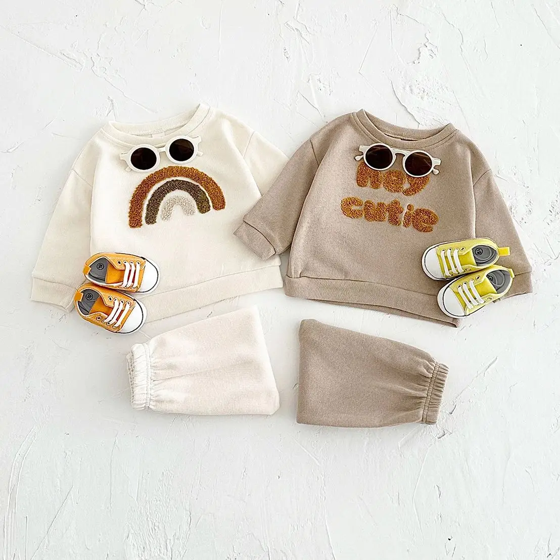 Ins Baby Sets Newborn Baby Boys Girls Casual Tops Sweater + Loose Trouser 2pcs Infant Baby Clothing Outfits 0-3Y