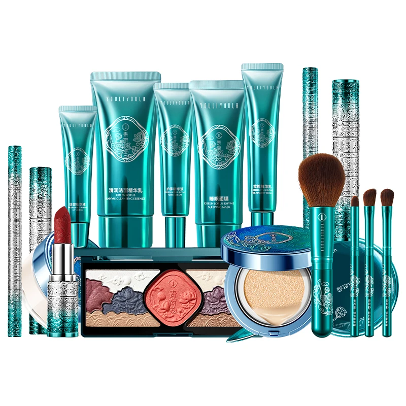 Alles In Één Natuurlijke Ecologische Lotus Make-Up Setbox Essentieel Voor Beginners En Ervaren Handen Compleet 18-delige Make-Up Set