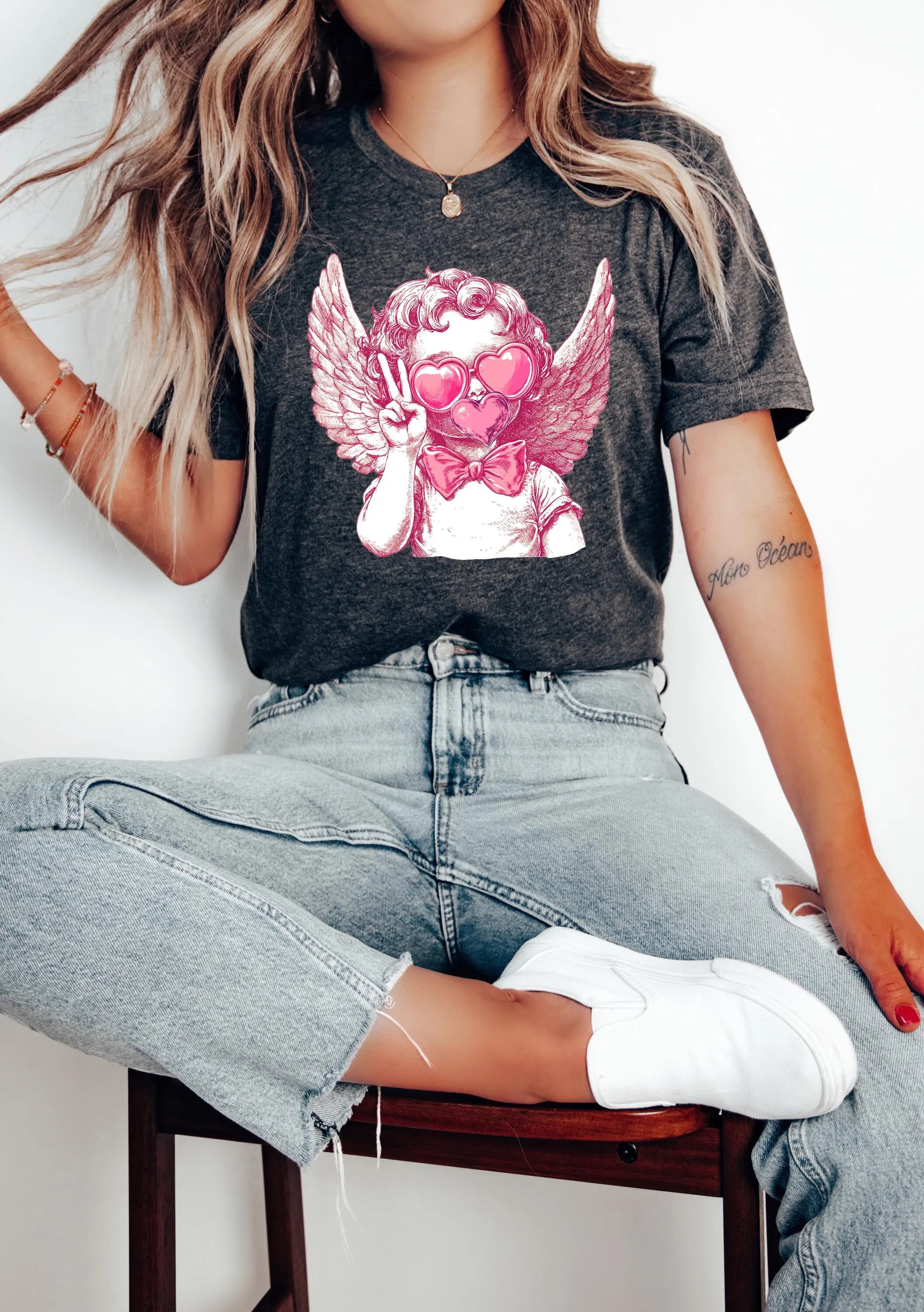 

Vintage Cupid Valentine s Day T Shirt Bootleg Retro Angel Cherub