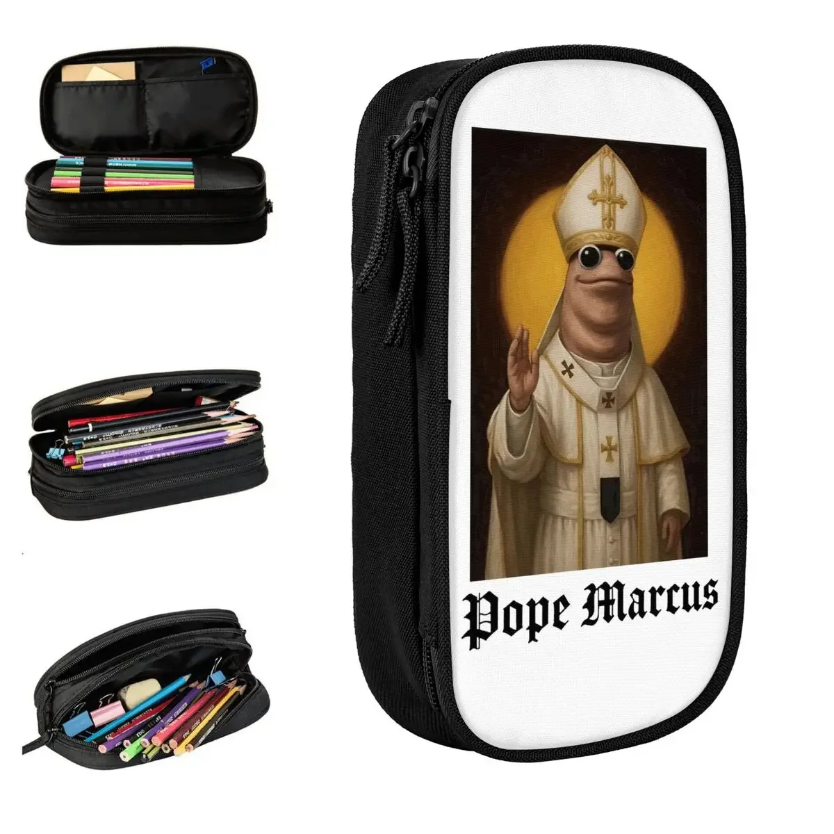 Pope Marcus Funny Marcus The Worm Pencil Case Pen Holder Bag Kids Big Capacity Students School Cosmetic Pencil Pouch
