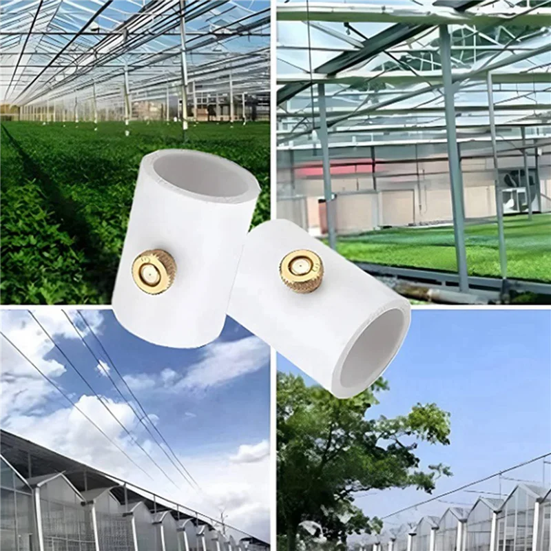 

BHBD-30Pcs 1/2Inch PVC Spray Nozzle Connector With Brass Misting Nozzle For Outdoor Cooling System