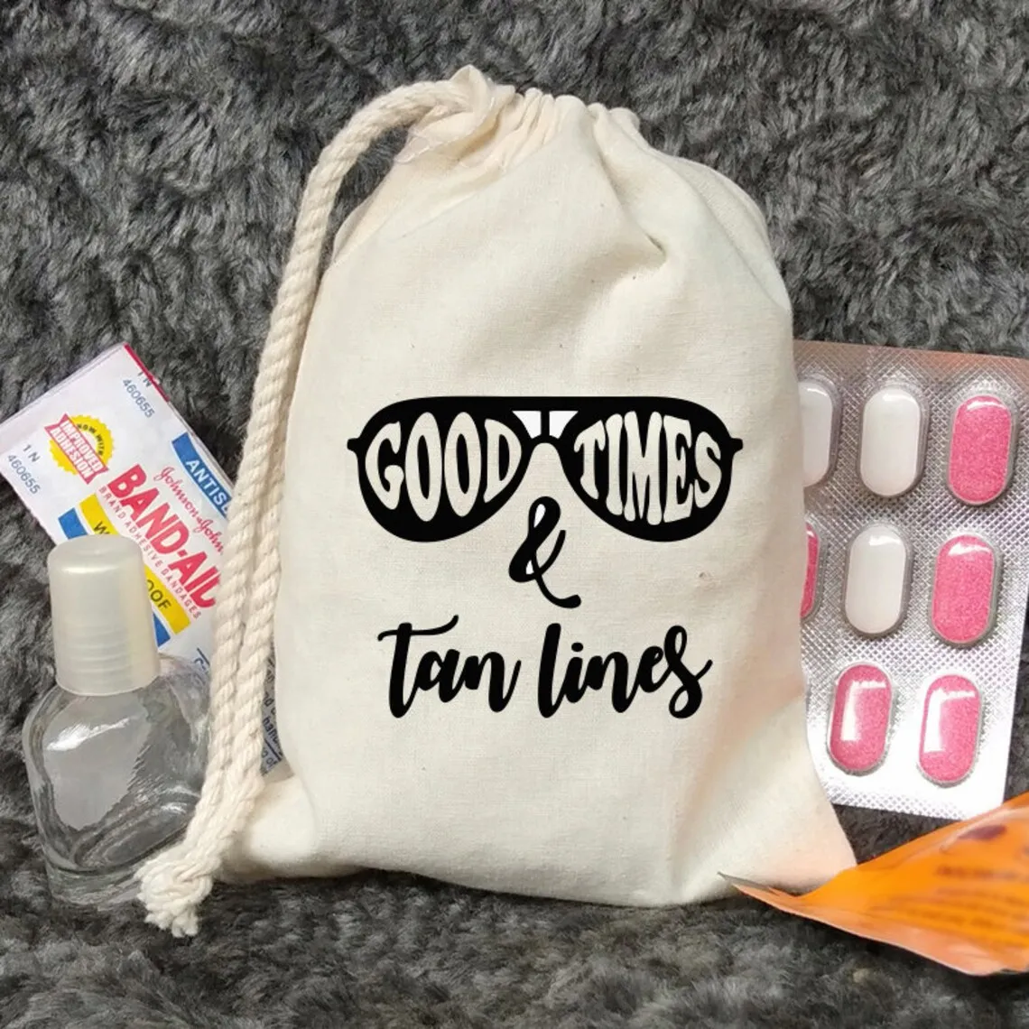 20 PCS Good times and tan lines bags-Bachelorette Party Favor Bags-Bachelorette Hangover Kits-Customized Recovery Kits-Beach Bac