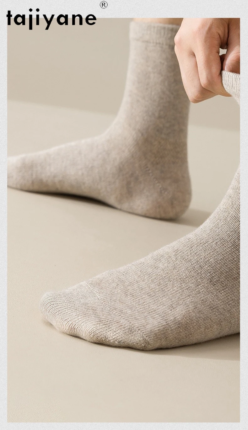 TAJIYANE 93% Natural Wool Socks Warm Mid Length Socks for Both Men and Women in Winter Warm and Non Bulky Socks носки женские
