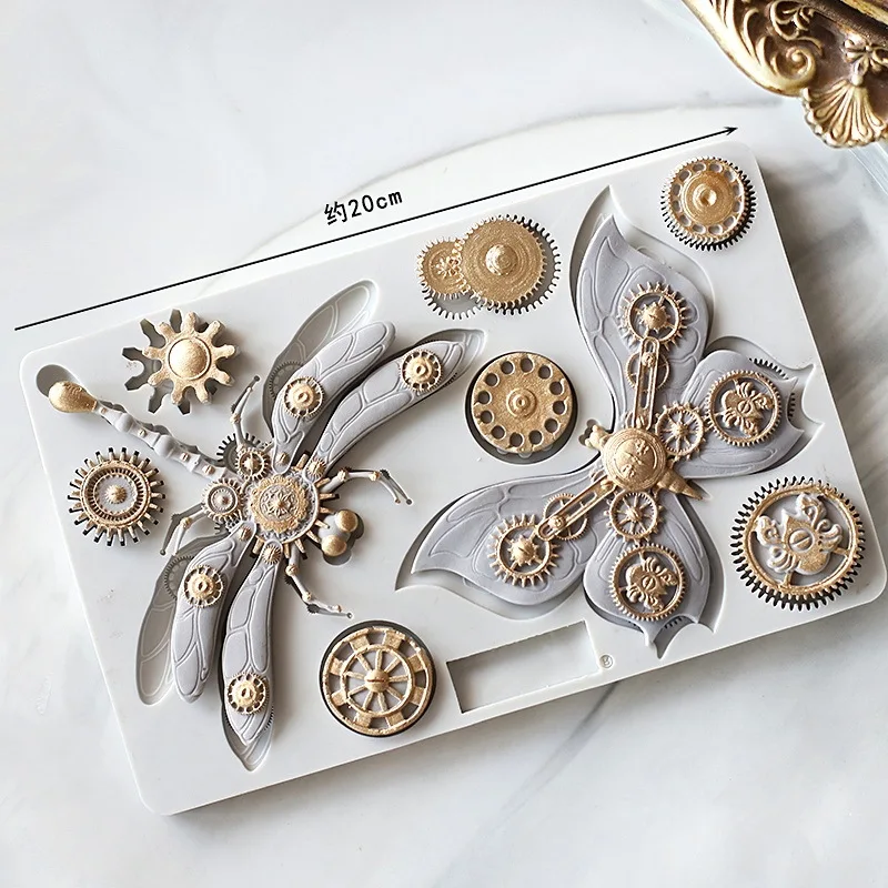 Baking Fondant Cake Mold DIY Retro Mechanical Metal Gear Lock Steampunk Fondant Silicone Tool  Cake Decorating Tools