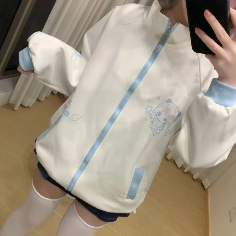 

Осенние повседневные пальто с японским мультяшным принтом, женские свободные куртки Y2k, эстетические лоскутные куртки, негабаритная куртка в стиле Харадзюку с воротником-стойкой