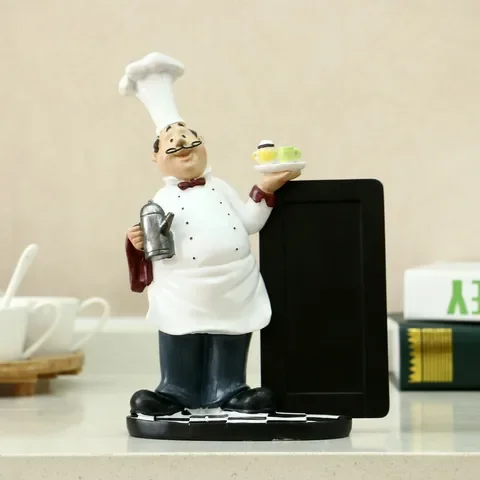 

Resin Chef Figurines Western Restaurant Kitchen Pastry Shop Craft Home Decoration Accessories VILEAD 24cm Message Board Mustache