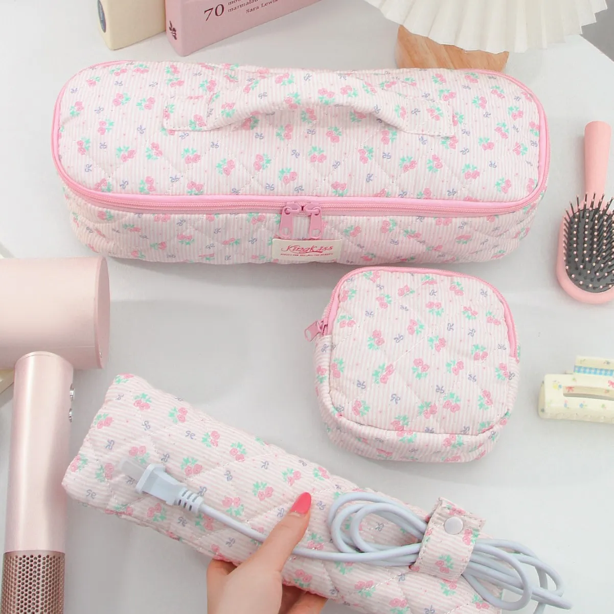 Estuche de transporte portátil de viaje para secador de pelo Dyson Airwrap, cepillo Revlon, bolsa de almacenamiento para herramientas de peinado, plancha rizadora, organizador de viaje