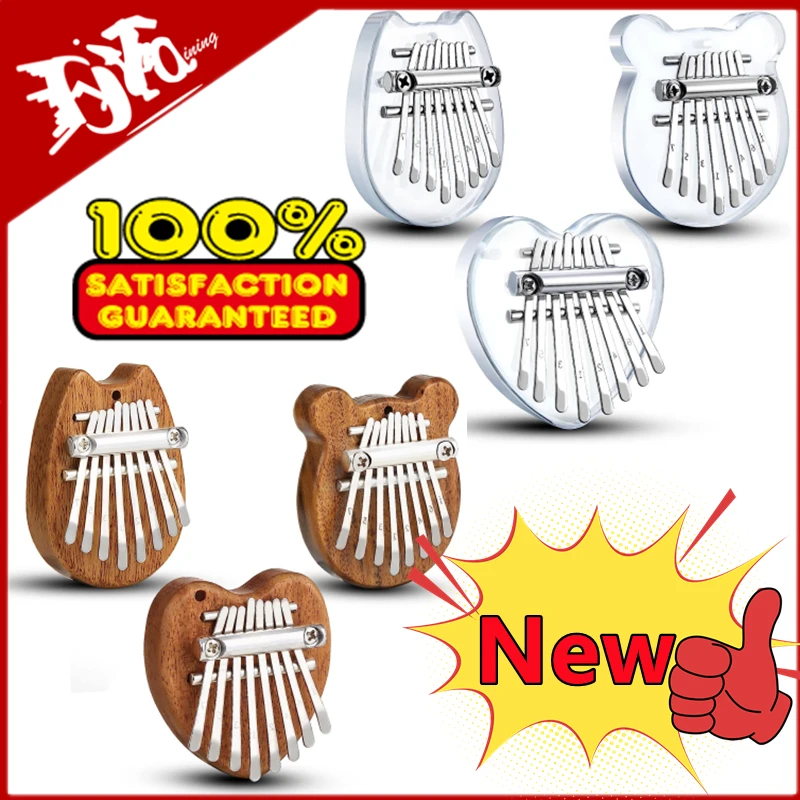 Newest 8 Key Mini Kalimba Thumb Piano Wooden/Acrylic Small Wearable Musical Instrument Pendant Mbira Finger Piano For Adult Kids