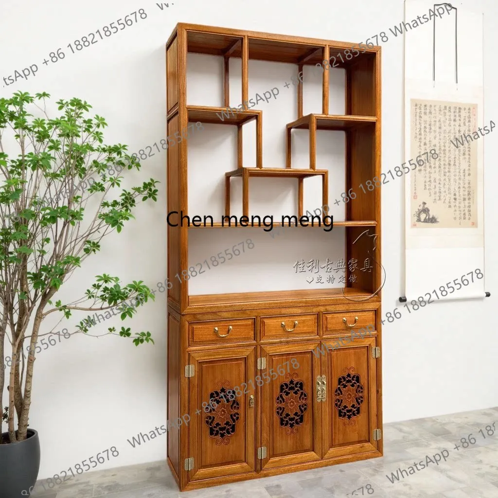 

All solid wood Chinese-style camphor wood bogu frame display case partition rack double-sided screen