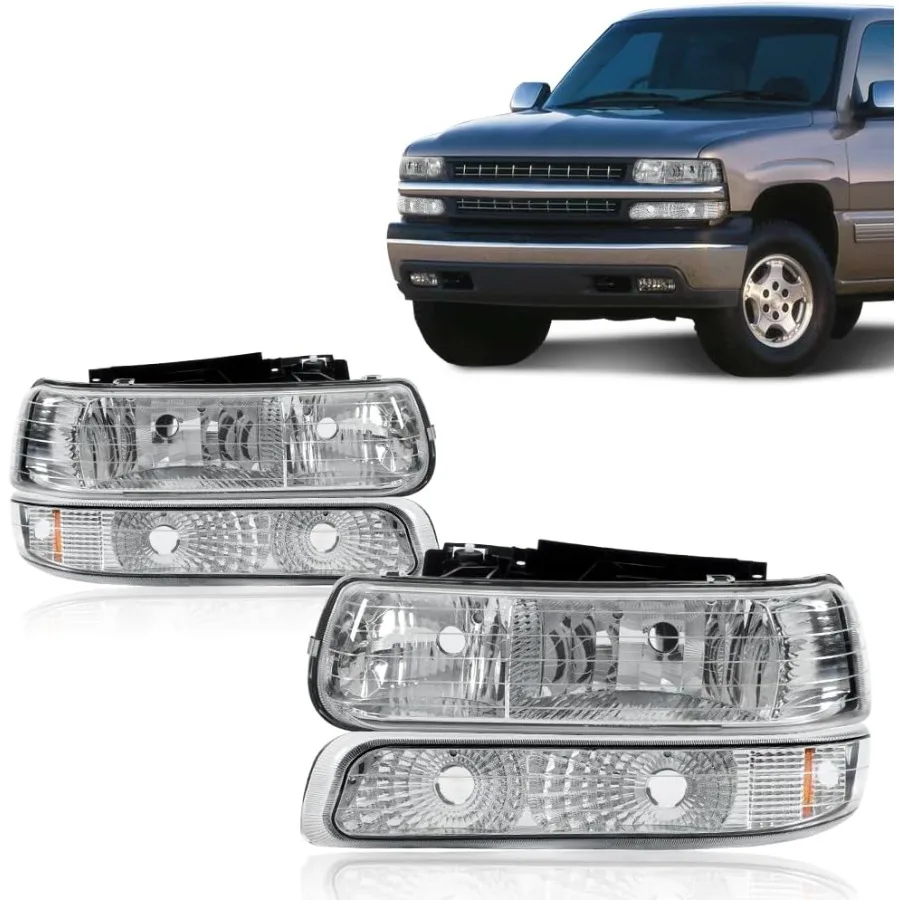 ชุดไฟหน้าที่ใช้ร่วมกันได้กับรถเชฟโรเลต ซิลเวอร์ราโด 1500 2500 ปี 1999-2002 ซิลเวอร์ราโด 1500HD 2500HD 3500 ปี 2000-2006 ทาโฮ ซับ