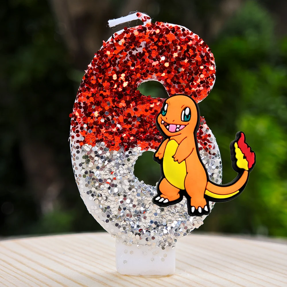 Pokemon Kaars Nummer 0-9 Voetbal Kaars Pikachu Taart Decoratie Jongen Verjaardagsfeestje voor Kinderen Baby Douche Decor Gift
