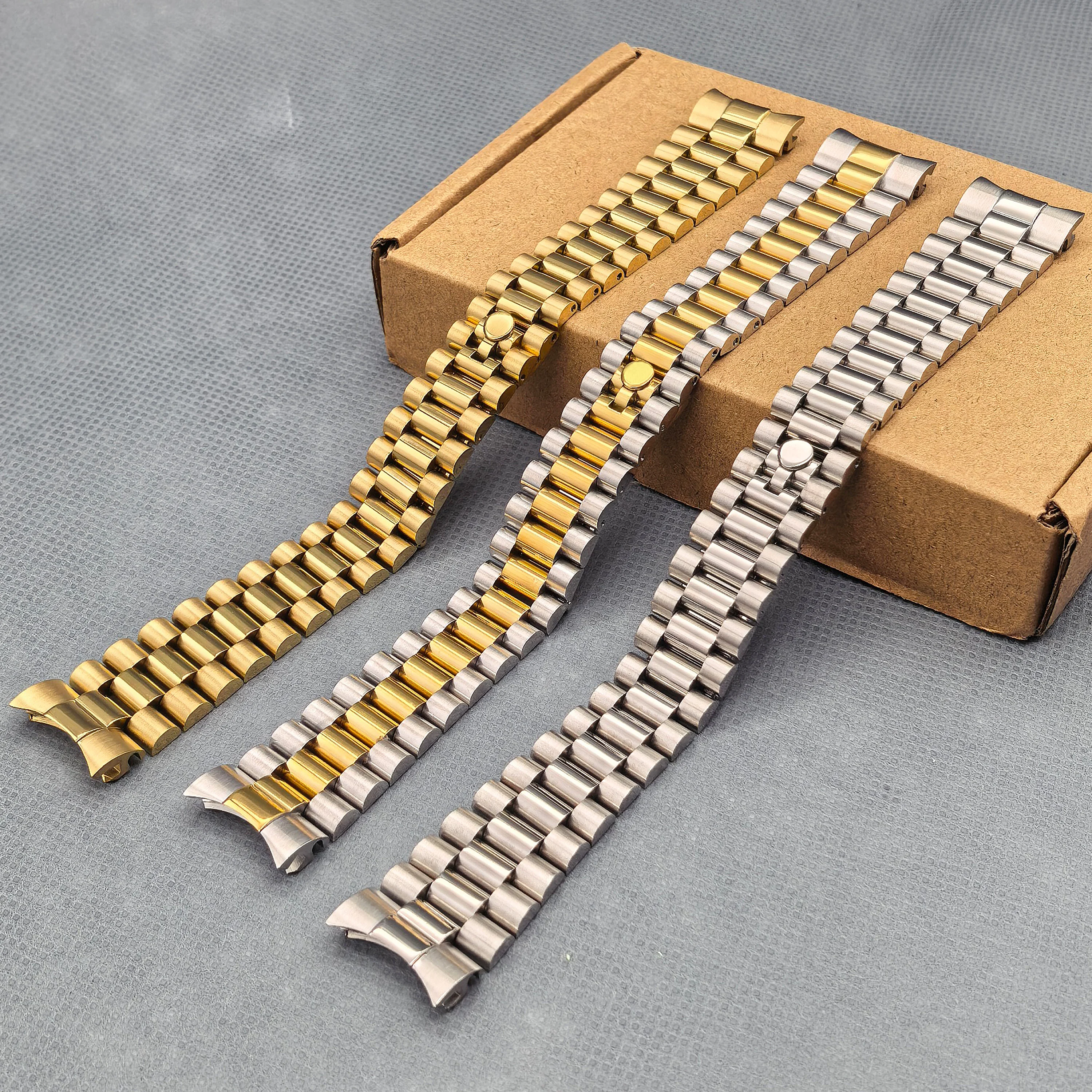 Solid Stainless Steel Watchband 316L President Wrist Bracelet Strap for Rolex Oyster Perpetual Date Just 13 17 20 21mm Metal