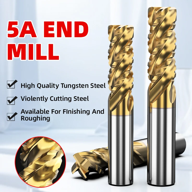 HUHAO Carbide End Mill For Aluminum 4 Flutes HRC68 Milling Cutter Tungsten Steel Stainless Coarse Corn Endmill CNC Maching Tools