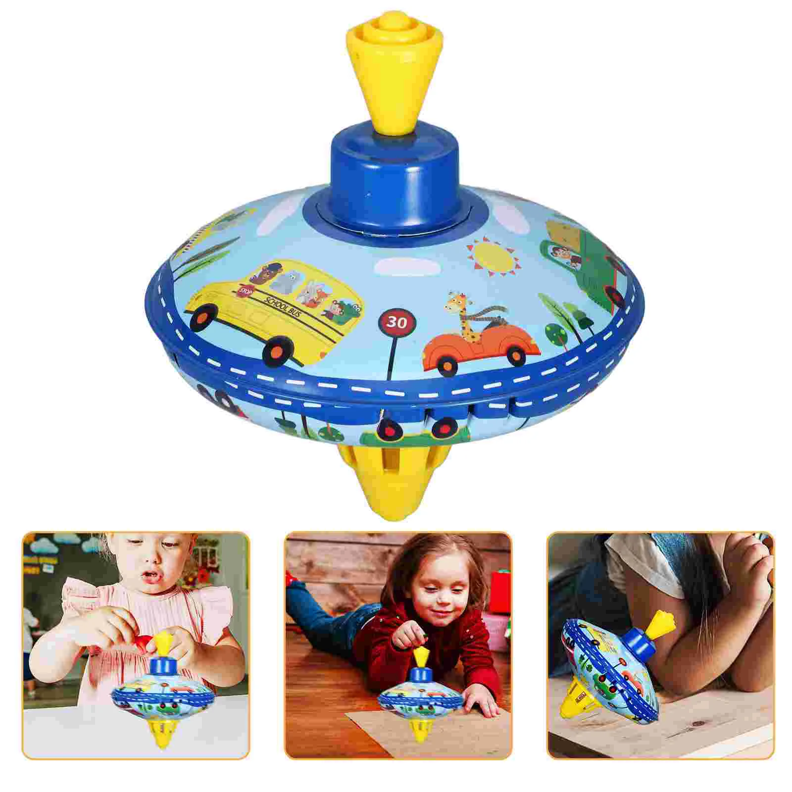 Gyro Tin Spinning Top Man Hamper Baloncesto Niños Hoja de Hierro Educativo Niño Juguete Giratorio