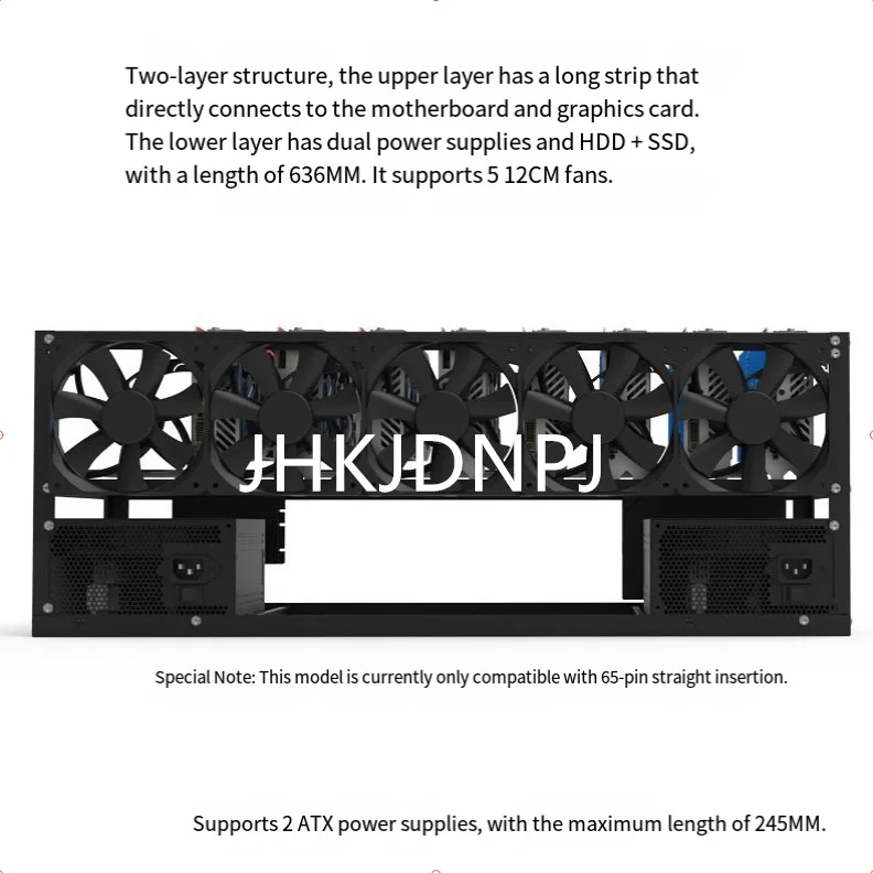 8GPU Open Air In-line Rig Frame Case Support AK2980-D8P-65,S37,B85-65 Motherboard