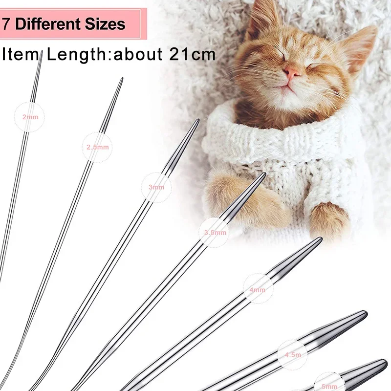 3Pcs Circular Knitting Needle Stainless Steel Knitting Needles Round Needle Metal Magic Loop for DIY Crafts Sweaters Hats Socks