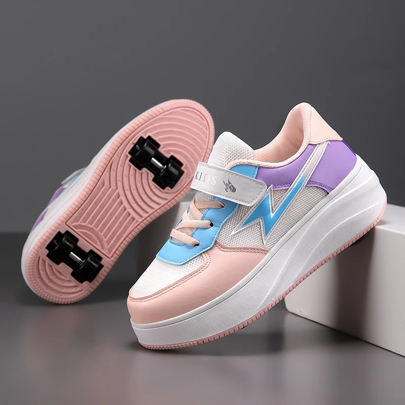 

2025 Popular Children's Four Square Roller Skate Shoes Walking Shoes Children's Sneakers Designer Kids Boys Girls