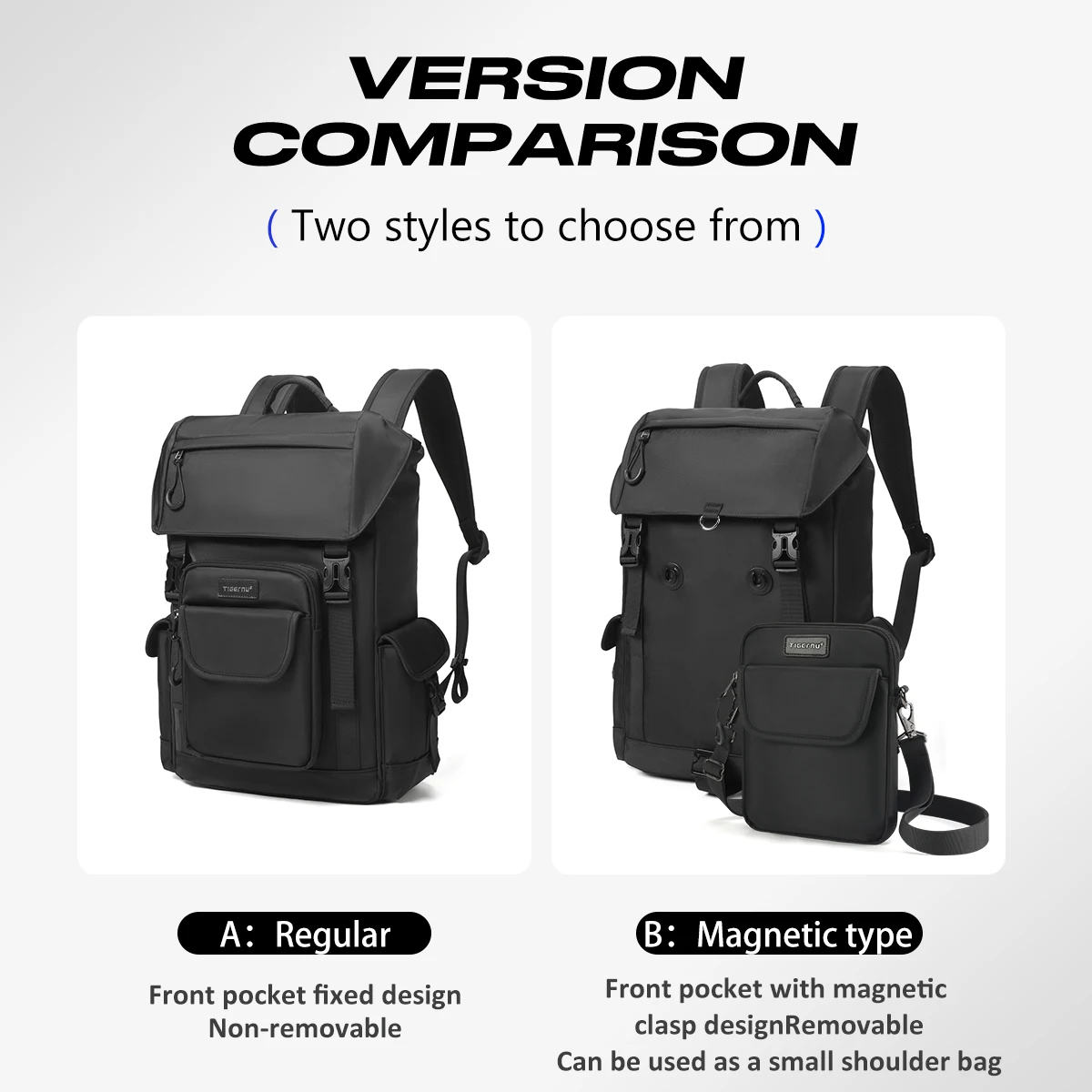 Tigernu حقيبة ظهر عادية للرجال حقيبة السفر حقائب لأجهزة الكمبيوتر المحمول 15.6 ''أزياء حقيبة المدرسة الذكور التنقل على ظهره المدرسية #2