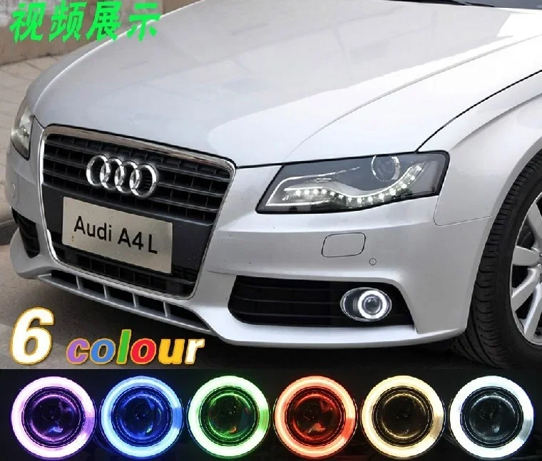 New Innovative CCFL Angel Eye daytime running light + halogen Fog Light Projector Lens for Audi A4L B8 2009-12, 2 pcs