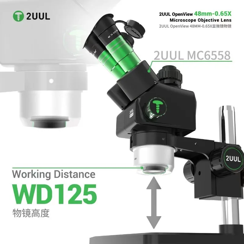 2UUL MS06 OpenView 48mm 0.65X Microscope Barlow Objective Lens WD125 for Phone Repair PCB Soldering Inspection view 3