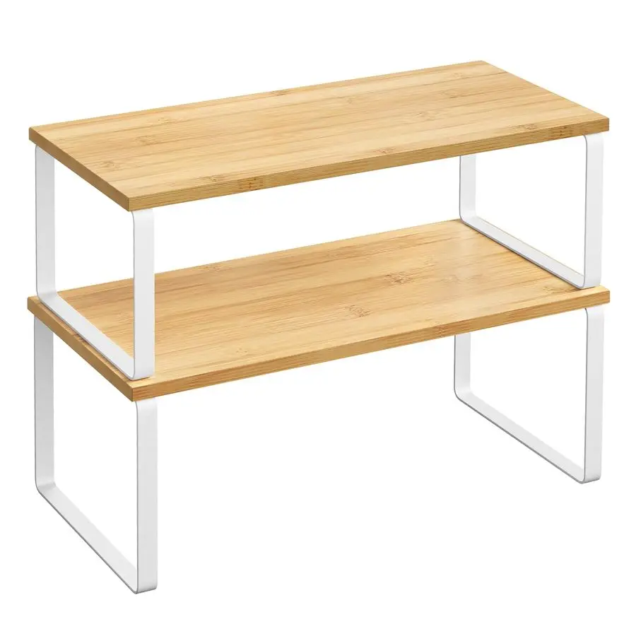 

Cabinet Organizer Shelf, Set of 2 Kitchen Counter Shelves, Kitchen Storage, Spice Rack, Stackable, Expandable, Metal and Enginee