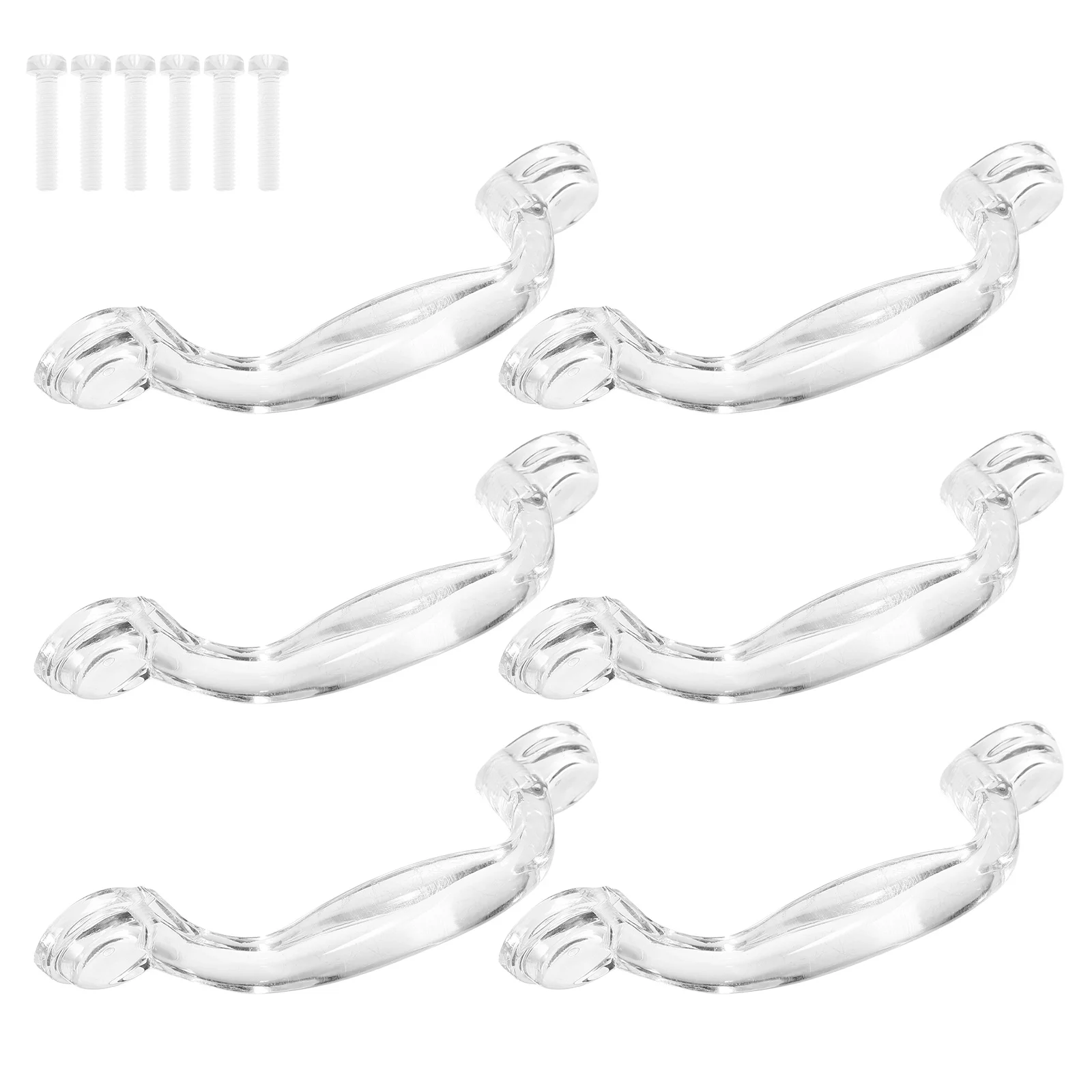 

6Pcs Plastic Clear Cabinet Handles Simple Door Pulls for Wardrobe Drawer Cupboard Furniture Dresser Handles Door Handle