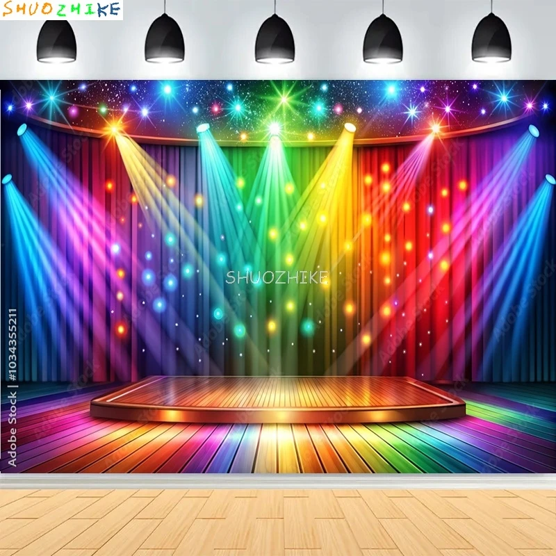 Luxury Red Carpet Award Stage Background Wedding Birthday Party Curtain Wedding Focusing Spotlight Photography Backdrops SG-05