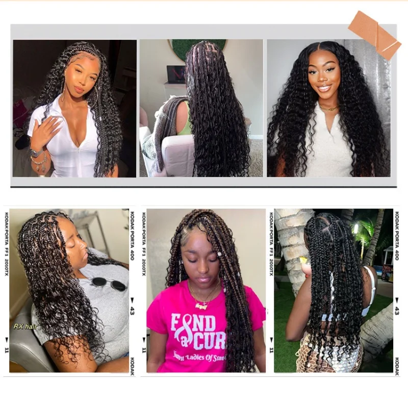 فضفاض موجة عميقة عذراء الشعر البشري الطبيعي لضفائر بوهو 14-24 بوصة 100 جرام البوهيمي الشعر البشري لتضفير وصلات شعر