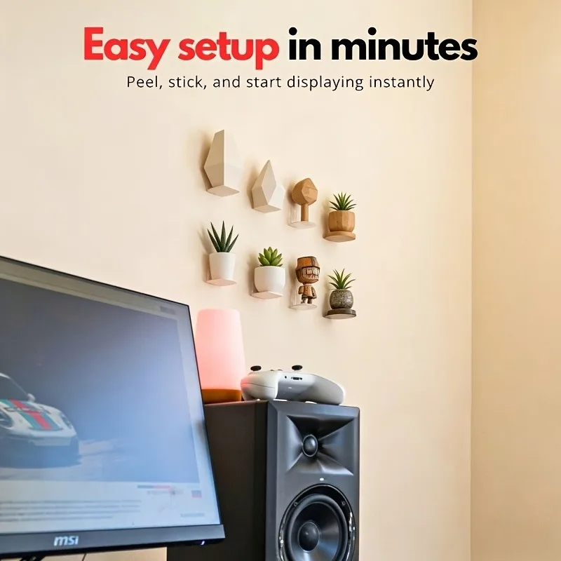 3/6pcs Acrylic Wall-Mounted Display Rack,Drill-Free Self-Adhesive Transparent Shelves,Suitable for Collections,Miniature Models. - view 4