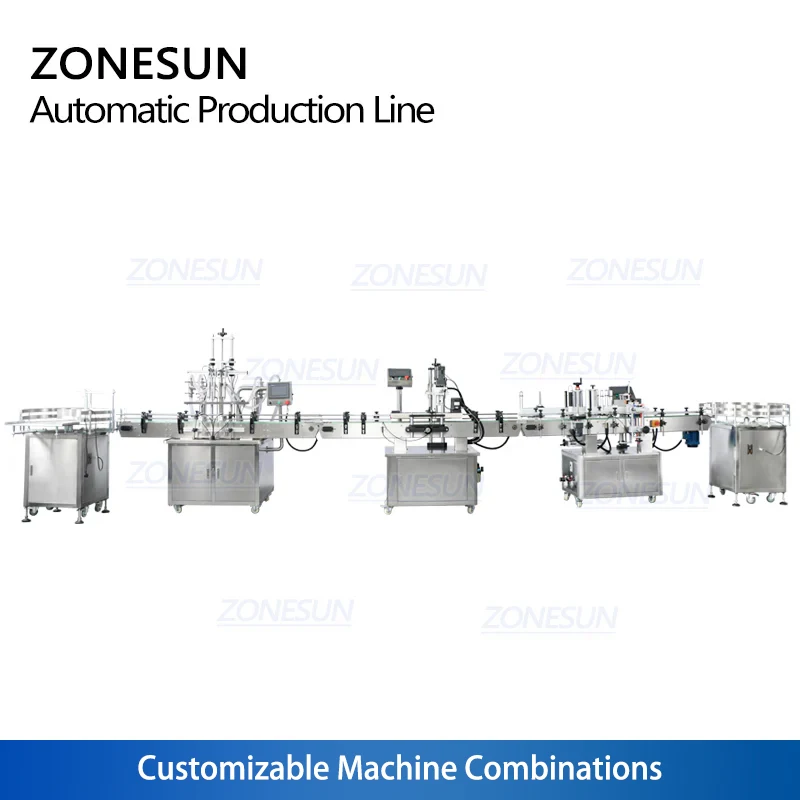 Zonesun ZS-FAL180R etiquetas de embalagem de garrafa de óleo líquido automático pode enchimento tampando e rotulagem máquina linha produção