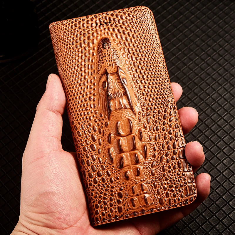 Crocodile Head Genuine Leather Case For Oneplus 3 3T 5 5T 6 6T 7 7T 8 8T 9 9R 9RT 10 10T 10R 11 11R Pro 3D Phone Cover Cases