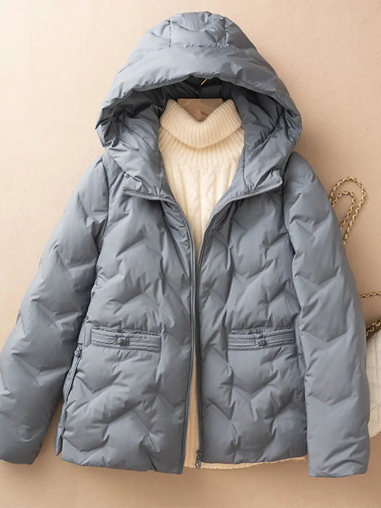 Autumn Winter Hooded Short Parkas Women Down Cotton Jacket Female Elegant Casual Women\'s 2024 Spring Cotton Padded Coat