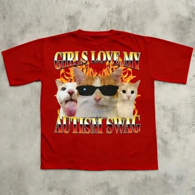 2026 جديد الفتيات الحب بلدي التوحد غنيمة مضحك القط ميمي تي شيرت قمصان غريبة الملابس القطط عاشق هدية Brainrot قميص سخيف التي شيرت