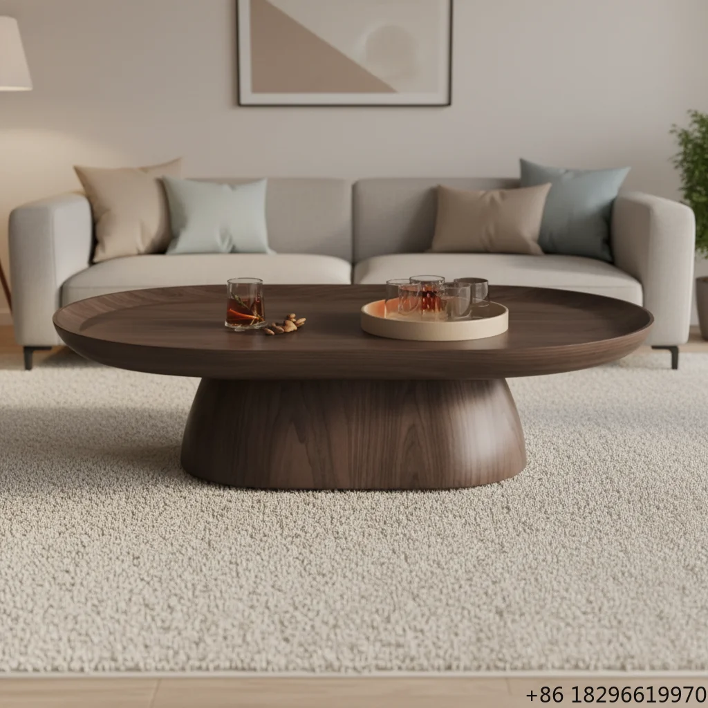 Mid Century Solid Wood Coffee Table Retro Wabi Sabi Style for Small Living Room Home