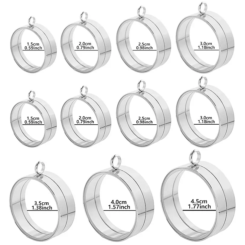 1Pc 15-45mm Chunky Glass Picture Memory Coin Bezel Medaillon Pendant Jewelry Stainless Steel DIY Living Ashes Locket подвеска