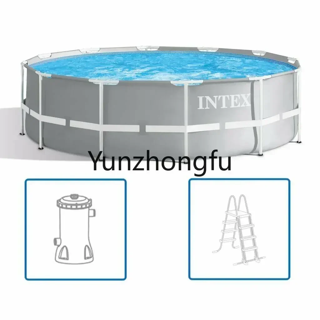 Intex 26716 prism frame round pool cm 366x99 h with filter pump frame and ladder