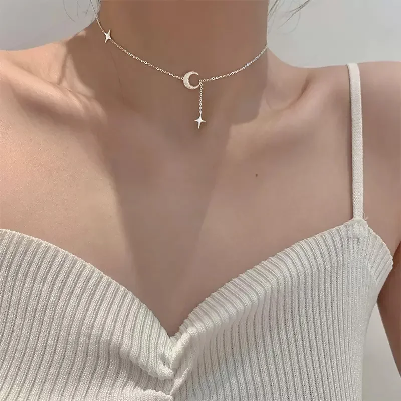 

Popularity Fashion Moon Star Necklace Geometric Shape Pendant Chain for Women's Fine Accessories