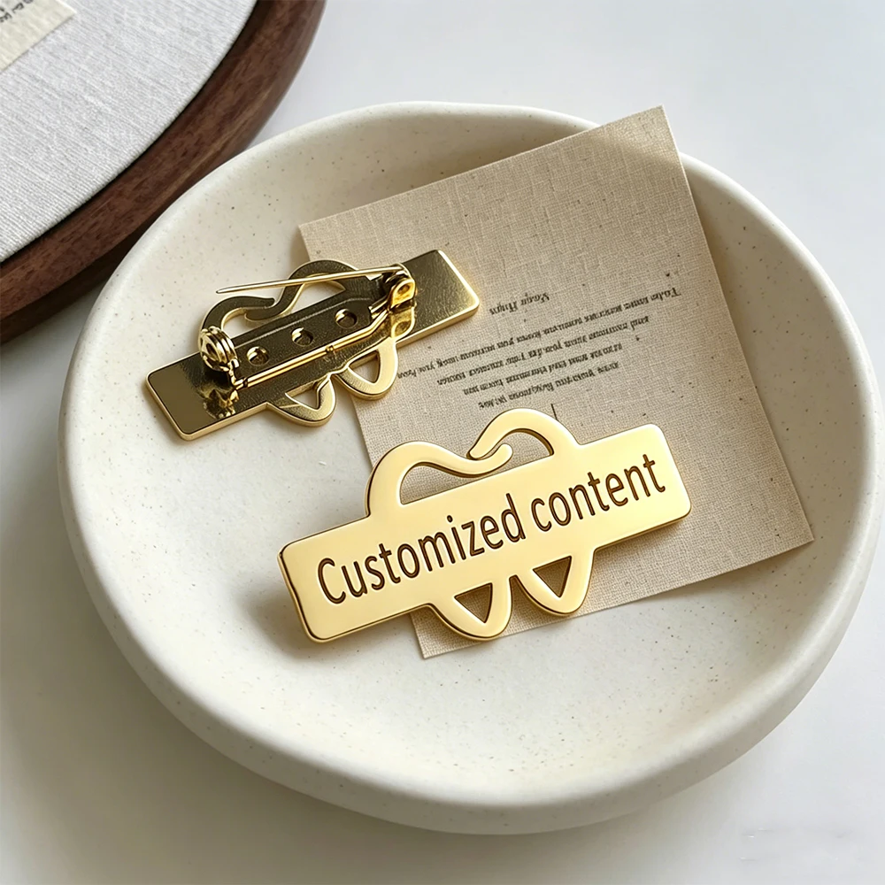 Custom Personalized Teeth Design Stainless Steel Name Broochs Laser Engraving Ideal Choice for Daily Wear Fashionable and Simple