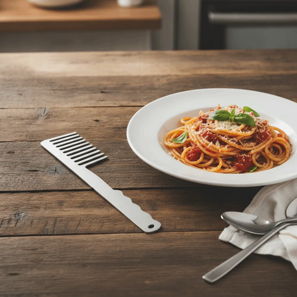 Stainless Steel Spaghetti Drainage Comb Long Handle Rust-proof Pasta Comb Heat Dissipation Noodle Stirring Fork Cooking
