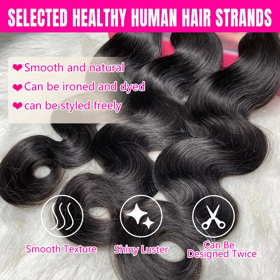 

Lakeisha Body Wave Bundles Human Hair Weave Bundles Brazilian Weave Extensions 1/3/4 PCS Remy Hair Body Wave Extensions 30 Inch
