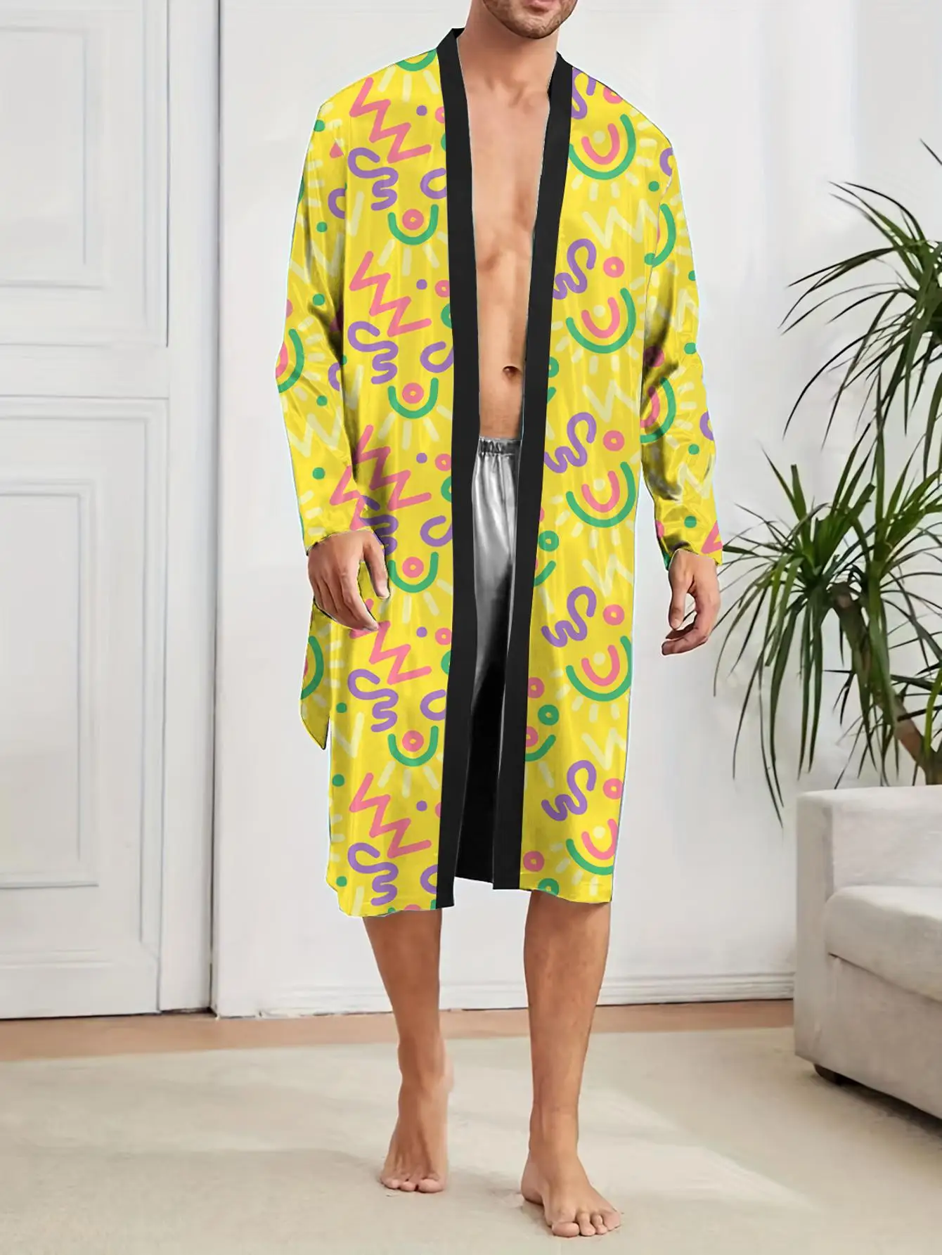 1pcs Men's Robes 2026 Spring/Summer Breathable Shower robe Graphic robe 3D Printed sleepwear Robe man Sleepwear